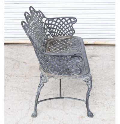 Basketweave Cast Aluminum Triple Arch Settee