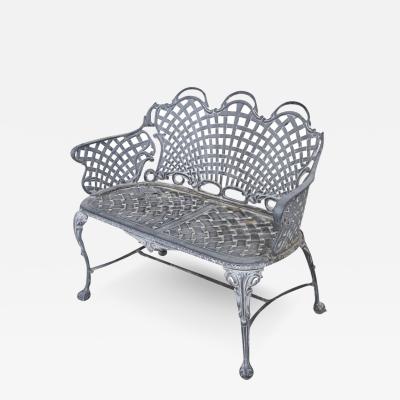 Basketweave Cast Aluminum Triple Arch Settee