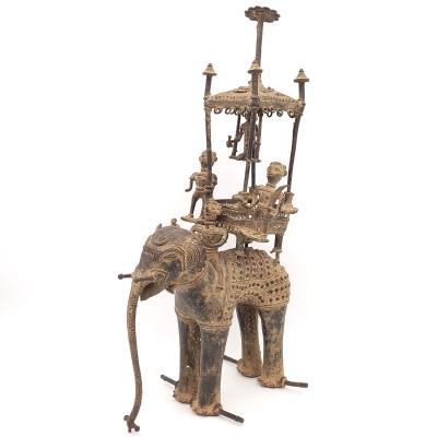 Bastar Gilt Bronze of Elephant with Howdah and Attendants circa 1900