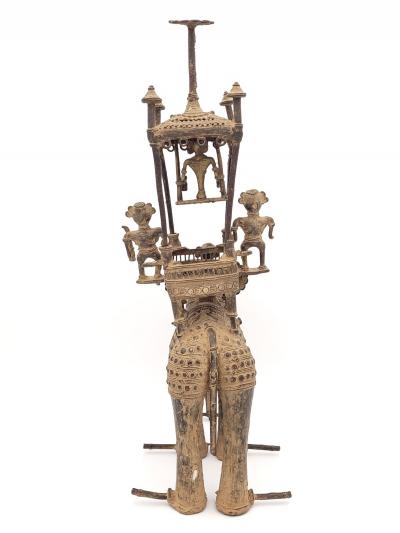 Bastar Gilt Bronze of Elephant with Howdah and Attendants circa 1900