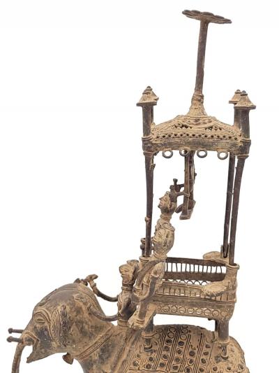 Bastar Gilt Bronze of Elephant with Howdah and Attendants circa 1900
