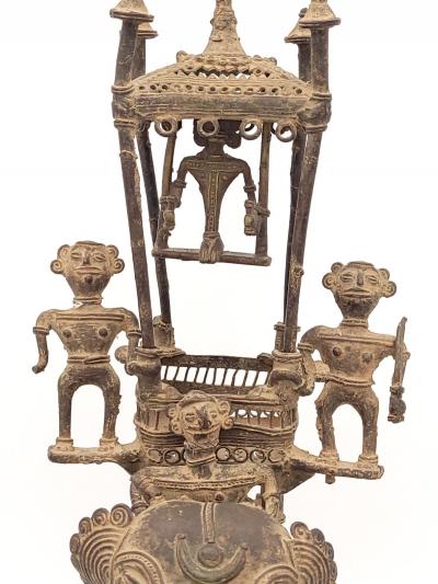 Bastar Gilt Bronze of Elephant with Howdah and Attendants circa 1900