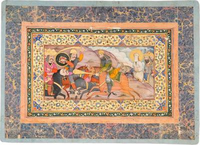 Battle scene with depiction of a Prophet or Imam