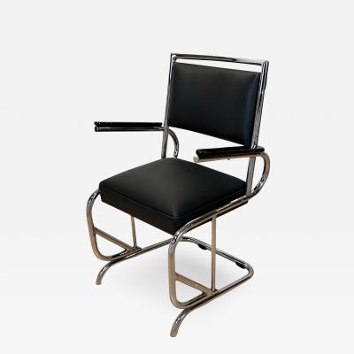 Bauhaus Cantilever Armchair Chromed Tubular Steel Leather Germany circa 1935