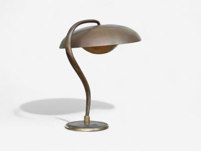 Bauhaus Mid Century Modern Desk Lamp Gilt Metal Germany 1930s