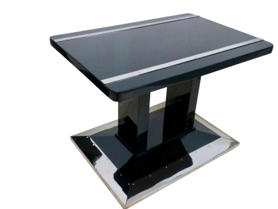 Bauhaus Side Luggage Table Black Lacquer and Chrome Austria circa 1920