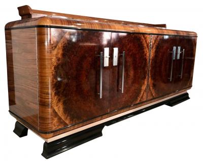 Bauhaus Sideboard Walnut Burl Veneer Black Lacquer Chrome Germany circa 1930