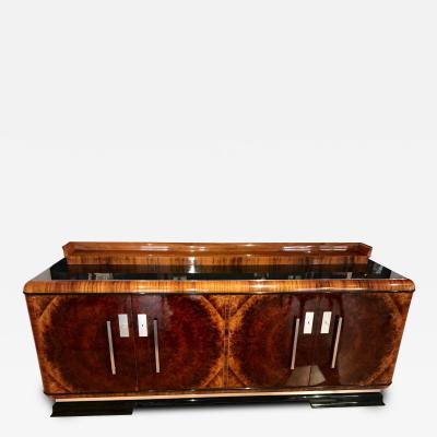 Bauhaus Sideboard Walnut Burl Veneer Black Lacquer Chrome Germany circa 1930