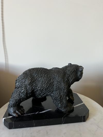 Bear Sculpture on Granite Stand