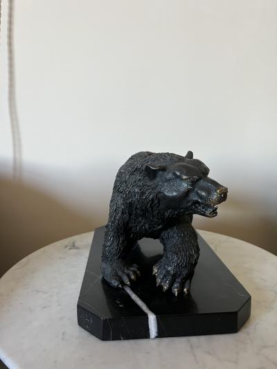 Bear Sculpture on Granite Stand