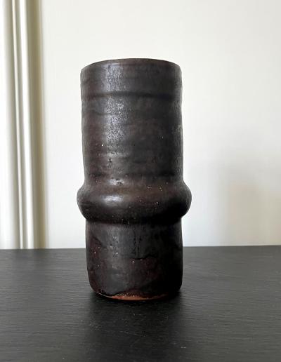 Beatrice Beato Wood Ceramic Geometrical Vase with Black Metallic Glaze Beatrice Wood