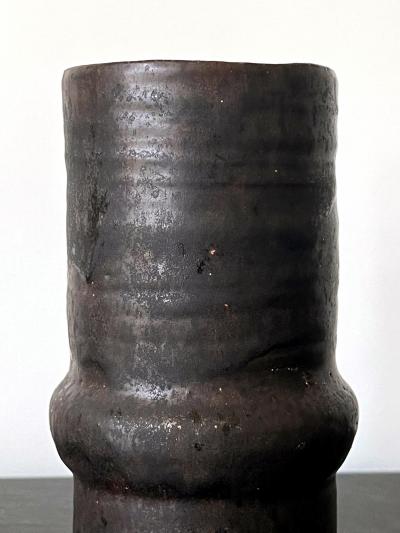 Beatrice Beato Wood Ceramic Geometrical Vase with Black Metallic Glaze Beatrice Wood