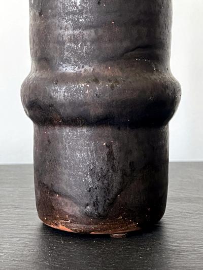 Beatrice Beato Wood Ceramic Geometrical Vase with Black Metallic Glaze Beatrice Wood