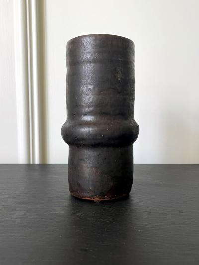 Beatrice Beato Wood Ceramic Geometrical Vase with Black Metallic Glaze Beatrice Wood