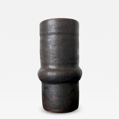 Beatrice Beato Wood Ceramic Geometrical Vase with Black Metallic Glaze Beatrice Wood