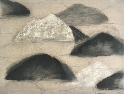 Beatrice Pontacq CLOUDS AND MOUNTAINS Charcoal oil and clay on linen canvas 2022 