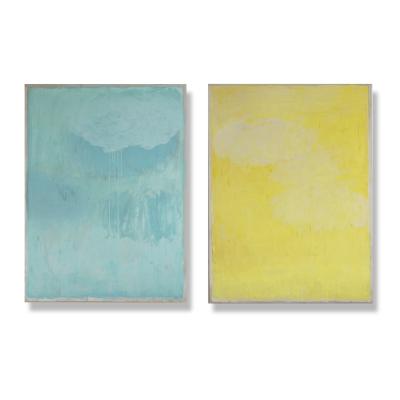 Beatrice Pontacq IMPERCEPTIBLES NUAGES SUR FOND JAUNE ET BLEU Dyptich