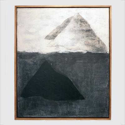 Beatrice Pontacq ISLANDS CLOUD MOUNTAINS BLACK Acrylic and charcoal painting on a linen canvas