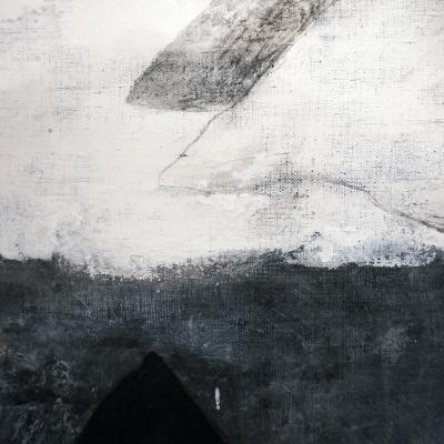 Beatrice Pontacq ISLANDS CLOUD MOUNTAINS BLACK Acrylic and charcoal painting on a linen canvas