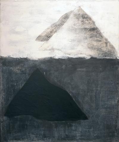 Beatrice Pontacq ISLANDS CLOUD MOUNTAINS BLACK Acrylic and charcoal painting on a linen canvas