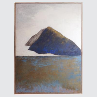 Beatrice Pontacq ISLANDS CLOUD MOUNTAINS BLUE Acrylic and charcoal painting on a linen canvas