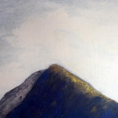 Beatrice Pontacq ISLANDS CLOUD MOUNTAINS BLUE Acrylic and charcoal painting on a linen canvas