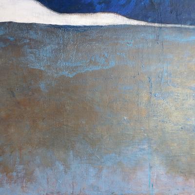 Beatrice Pontacq ISLANDS CLOUD MOUNTAINS BLUE Acrylic and charcoal painting on a linen canvas