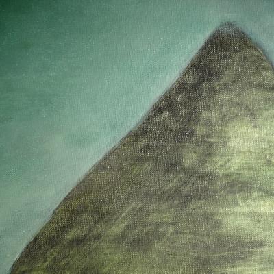 Beatrice Pontacq ISLANDS CLOUD MOUNTAINS GREEN Acrylic and charcoal painting on a linen canvas