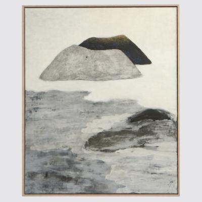 Beatrice Pontacq ISLANDS CLOUDS ON FOAMY HORIZON Acrylic gilding and charcoal on a linen canvas