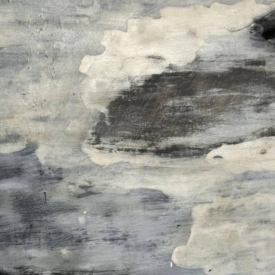 Beatrice Pontacq ISLANDS CLOUDS ON FOAMY HORIZON Acrylic gilding and charcoal on a linen canvas