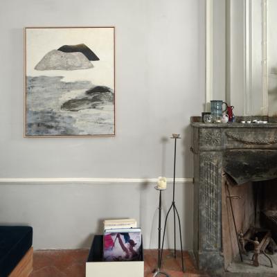 Beatrice Pontacq ISLANDS CLOUDS ON FOAMY HORIZON Acrylic gilding and charcoal on a linen canvas
