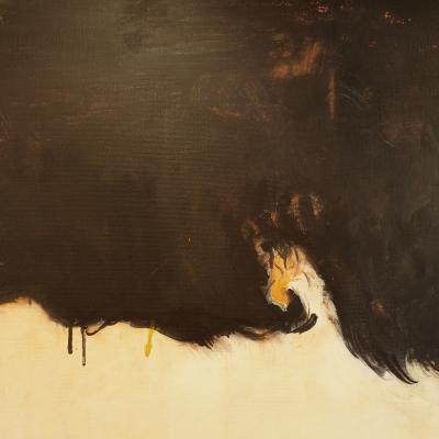 Beatrice Pontacq LARGE BLACK CLOUD ON ORANGE HORIZON