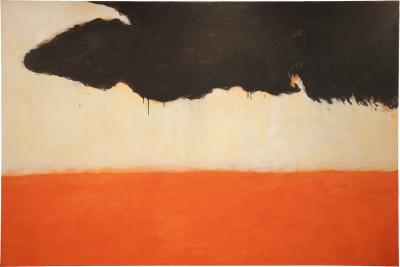 Beatrice Pontacq LARGE BLACK CLOUD ON ORANGE HORIZON