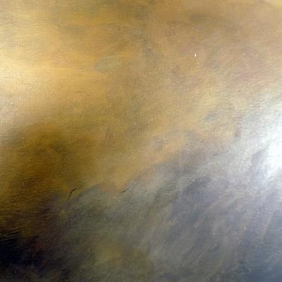 Beatrice Pontacq LARGE OCHRE GREEN CLOUD ON BLACK HORIZON Acrylic on canvas