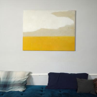 Beatrice Pontacq LARGE WHITE CLOUD YELLOW HORIZON Acrylic on canvas