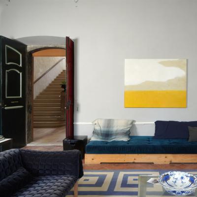 Beatrice Pontacq LARGE WHITE CLOUD YELLOW HORIZON Acrylic on canvas