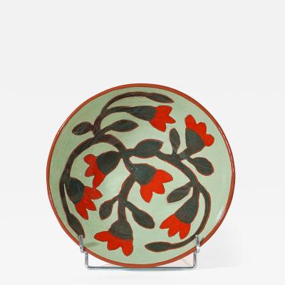 Beatriz Garrigo GREEN CERAMIC BOWL WITH RED FLOWERS