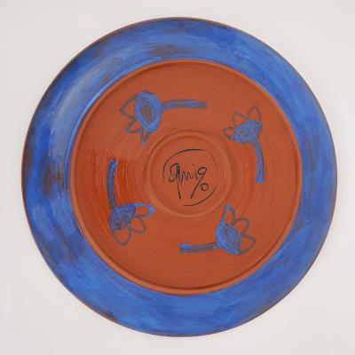 Beatriz Garrigo INDIGO CERAMIC WIDE PLATE WITH BLACK AND BLUE BIRDS
