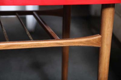 Beautiful 60s Red Top Sofa Table TV DVR Table