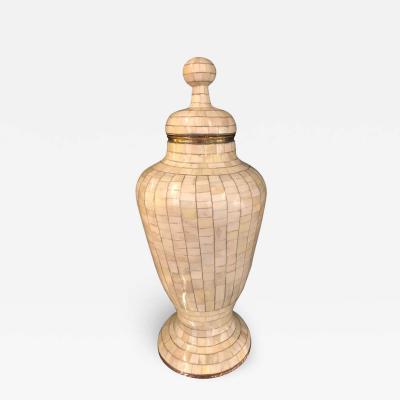 Beautiful Antique Natural Bone Over Brass Urn