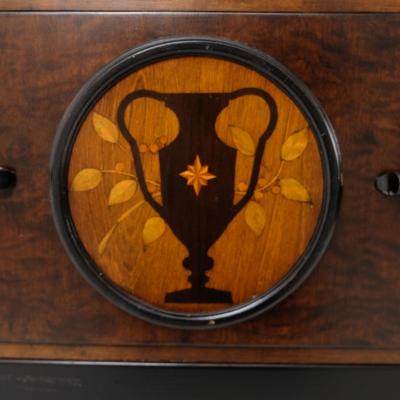 Beautiful Arto Deco Cabinet in Dark Birch with Intarsia Finland 1930s