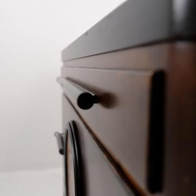 Beautiful Arto Deco Cabinet in Dark Birch with Intarsia Finland 1930s