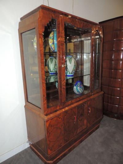Beautiful Book Match Veneer Vitrine Art Deco