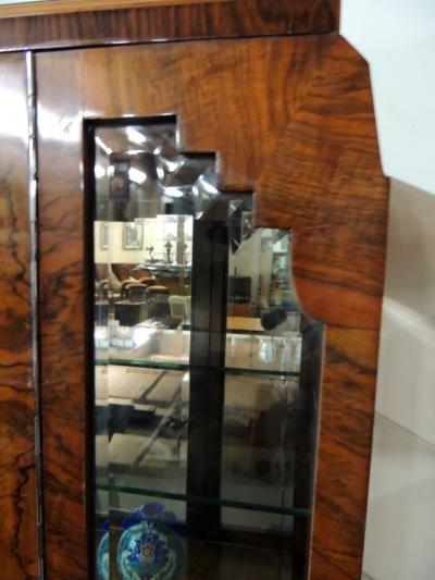 Beautiful Book Match Veneer Vitrine Art Deco