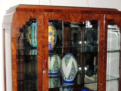 Beautiful Book Match Veneer Vitrine Art Deco