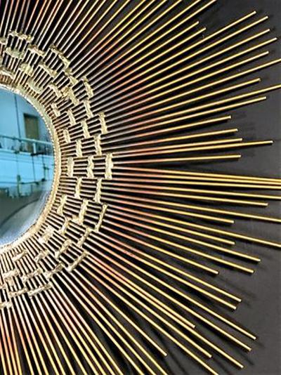 Beautiful Brutalist Sunburst Mirror Wall Sculpture
