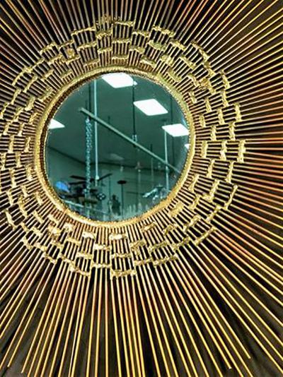 Beautiful Brutalist Sunburst Mirror Wall Sculpture