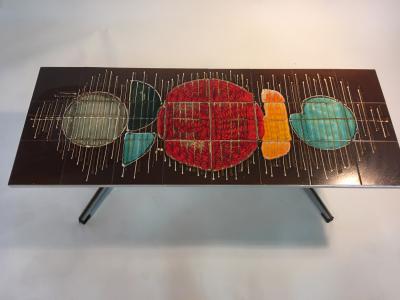 Beautiful Colorful Abstract Design Italian Tile Coffee Table