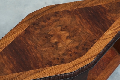 Beautiful Diamond Shaped Art Deco Side or Center Table in Burl Wood Europe 1930s