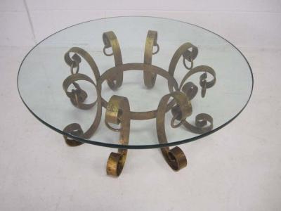 Beautiful Gilded Iron Scroll Coffee Table Hollywood Regency Modern